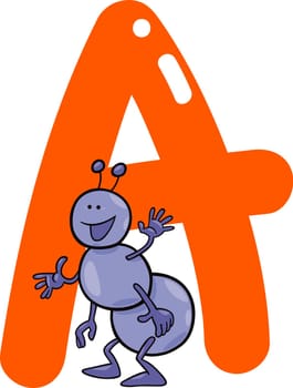 cartoon illustration of A letter for ant