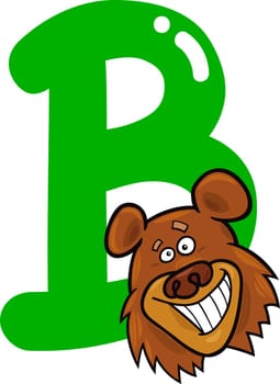 cartoon illustration of B letter for bear