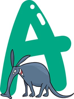 cartoon illustration of A letter for aardvark