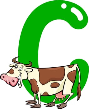 cartoon illustration of C letter for cow