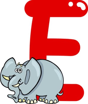 cartoon illustration of E letter for elephant