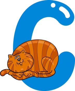 cartoon illustration of C letter for cat