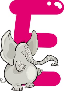 cartoon illustration of E letter for elephant