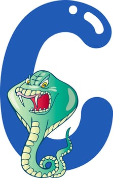cartoon illustration of C letter for cobra