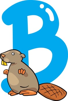 cartoon illustration of B letter for beaver