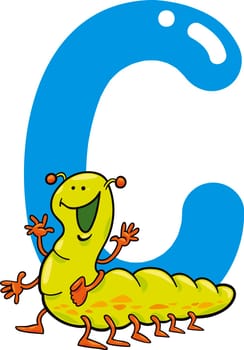 cartoon illustration of C letter for caterpillar