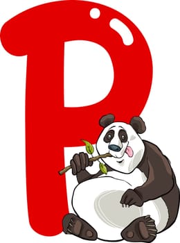 cartoon illustration of P letter for panda