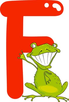 cartoon illustration of F letter for frog