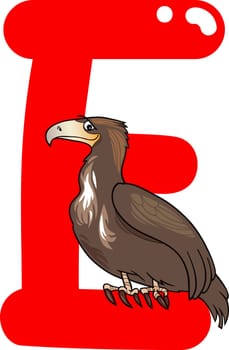cartoon illustration of E letter for eagle