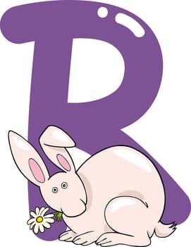 cartoon illustration of R letter for rabbit
