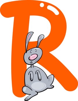 cartoon illustration of R letter for rabbit