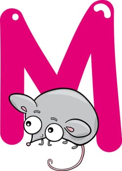 cartoon illustration of M letter for mouse