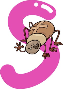 cartoon illustration of S letter for spider