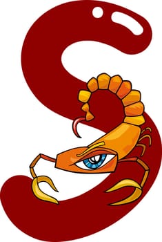 cartoon illustration of S letter for scorpion