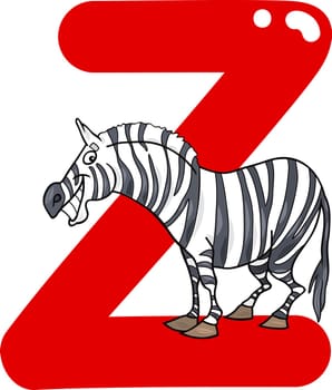 cartoon illustration of Z letter for zebra