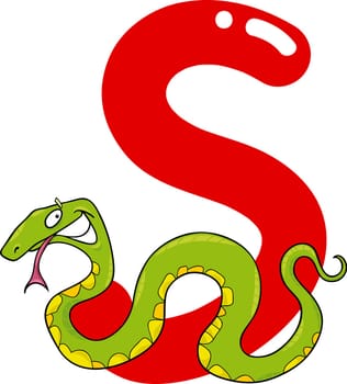 cartoon illustration of S letter for snake