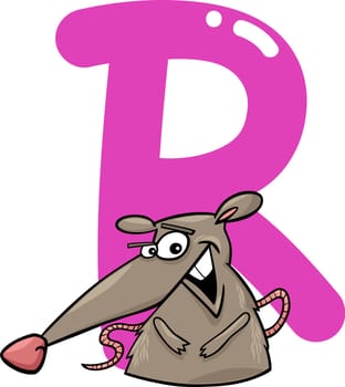 cartoon illustration of R letter for rat