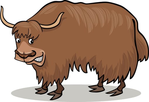 cartoon illustration of asian yak bull
