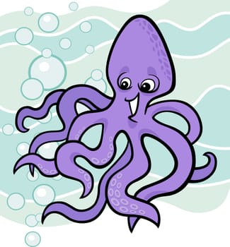 cartoon illustration of octopus in the water
