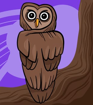 cartoon illustration of owl on the tree