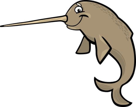 cartoon illustration of narwhal isolated on white