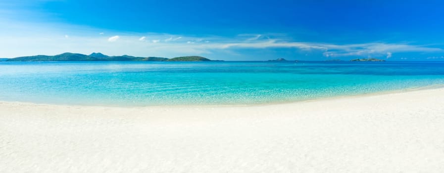 Panorama of the tropical sandy beach Malcapuya