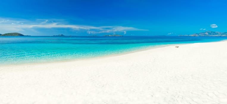 Panorama of the tropical sandy beach Malcapuya