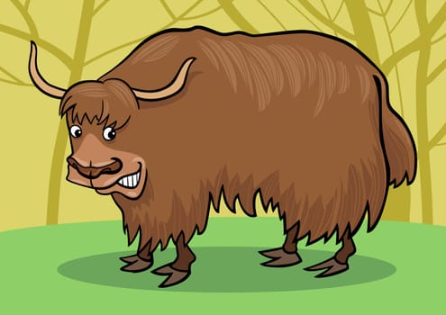 cartoon illustration of asian yak bull