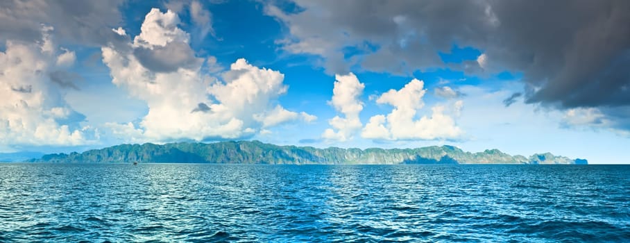 Panorama of the Coron island with cloudy sky
