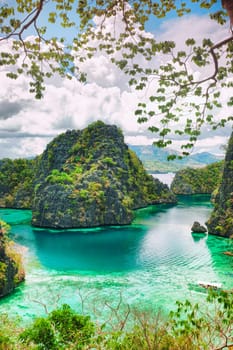 Tropical lagoon on the way to Kayangan lake. Coron island