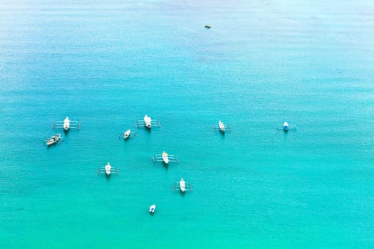 Traditional filipino boats in El Nido bay
