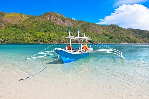 Traditional Filipino bangka boat at Snake island