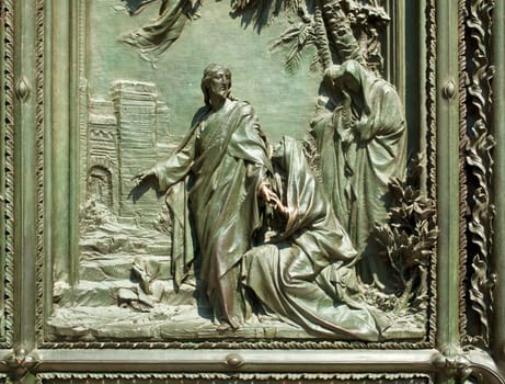Jesus, Relief on Milan cathedral door - Italy