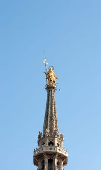 Gold statue of virgin mary, Milan cathedral - Italy