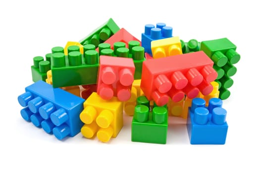 colorful plastic blocks isolated on white background