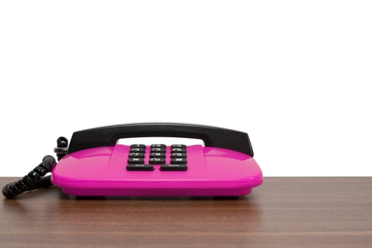pink telephone with copy space for your text