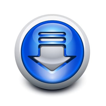 Glassy button with download arrow