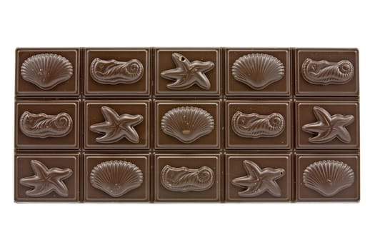 dark chocolate bar isolated on white background