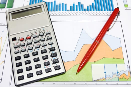 business strategy using color charts and calculator