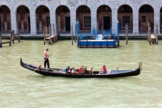 Gondoliere in the lagoon of Venice