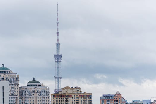 Kyiv, Ukraine - October 1, 2023: The streets of Kyiv city and Kyiv TV Tower