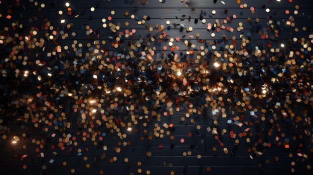 Background with shining confetti. Festive texture. gold glitter glow shine. AI