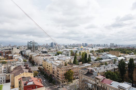 Kyiv, Ukraine - October 1, 2023: The streets of Kyiv city. Aerial view