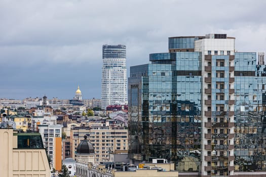 Kyiv, Ukraine - October 1, 2023: The streets of Kyiv city. Aerial view