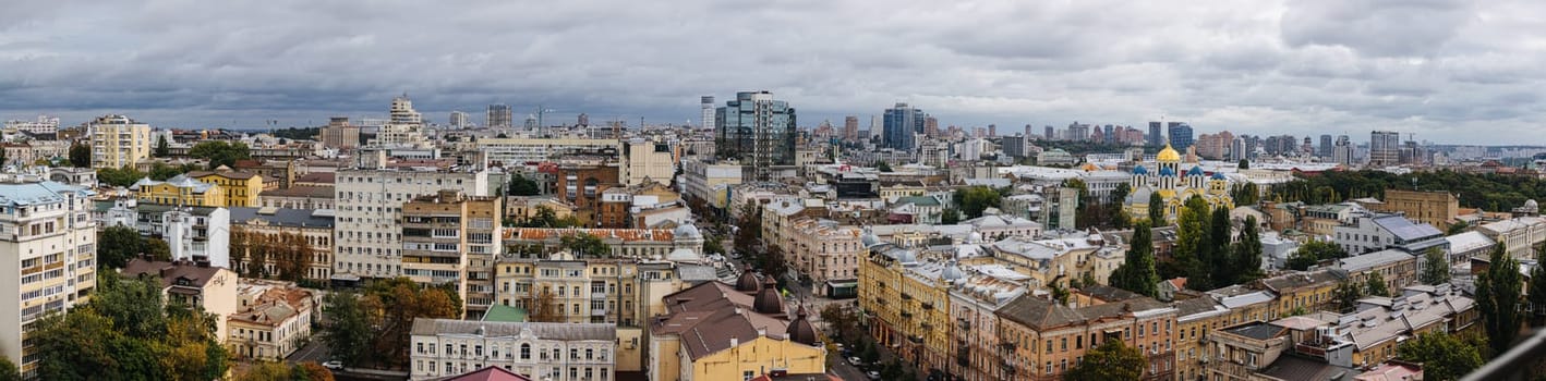 Kyiv, Ukraine - October 1, 2023: The streets of Kyiv city. Aerial view