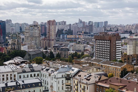 Kyiv, Ukraine - October 1, 2023: The streets of Kyiv city. Aerial view