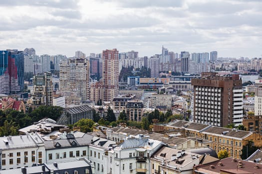 Kyiv, Ukraine - October 1, 2023: The streets of Kyiv city. Aerial view