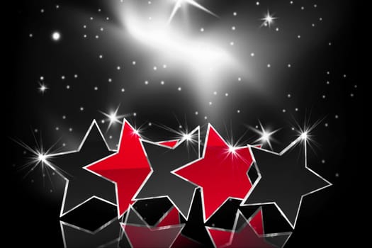red and black stars against a night sky