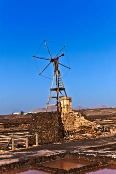Salt refinery, Saline, Janubio, Lanzarote, Spain,tradition,mill