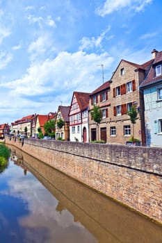 medieval houses at river breitbach in Marktbreit